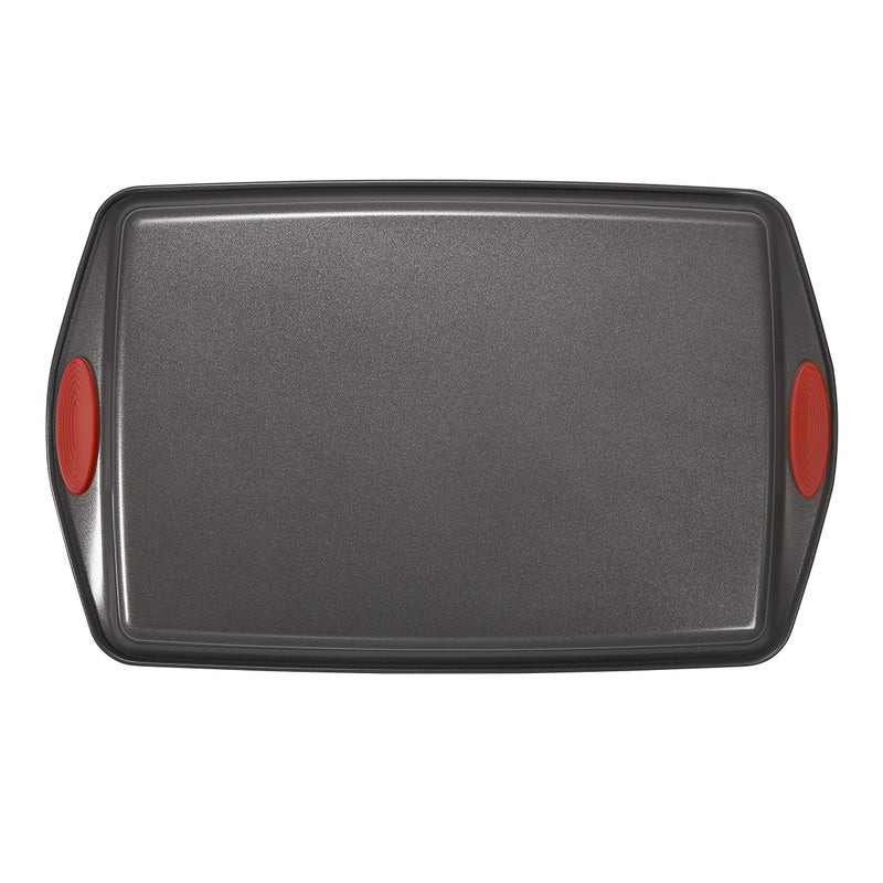 Rachael Ray Nonstick Bakeware with Grips includes Nonstick Bread Pan, Baking Pan, Cake Pans and Cookie Sheet / Baking Sheet - 5 Piece, Gray with Red Grips - Image 4